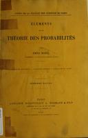 Elements de la theorie des probabilites
