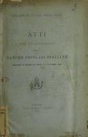 Atti del 3° congresso delle banche popolari italiane convenute in Bologna nei giorni 17 e 18 ottobre 1880