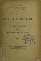 La contabilita di stato nella Repubblica di Firenze e nel Granducato di Toscana