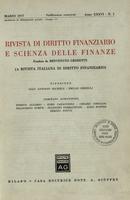 Rivista di diritto finanziario e scienza delle finanze. 1977, Anno 36, n.1, marzo