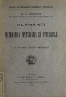 Elementi di matematica finanziaria ed attuariale