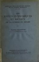 Effets économiques et sociaux de la guerre en Serbie