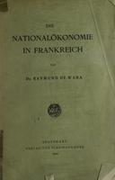 Die Nationalökonomie in frankreich