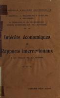 Intérêts économiques et rapports internationaux à la veille de la guerre