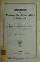 Verhandlungen des Vereins für Sozialpolitik in Nürnberg 1911