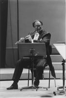 il flautista Jean Pierre Rampal durante il concerto con il Trio Pasquier