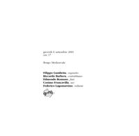 Libretto di sala - 2001 - Filippo Gambetta, Riccardo Barbera, Edmondo Romano, Cosimo Francavilla, Federico Lagomarsino