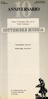 Libretto di sala - 1987 - Tom Krause ed Irwin Gage